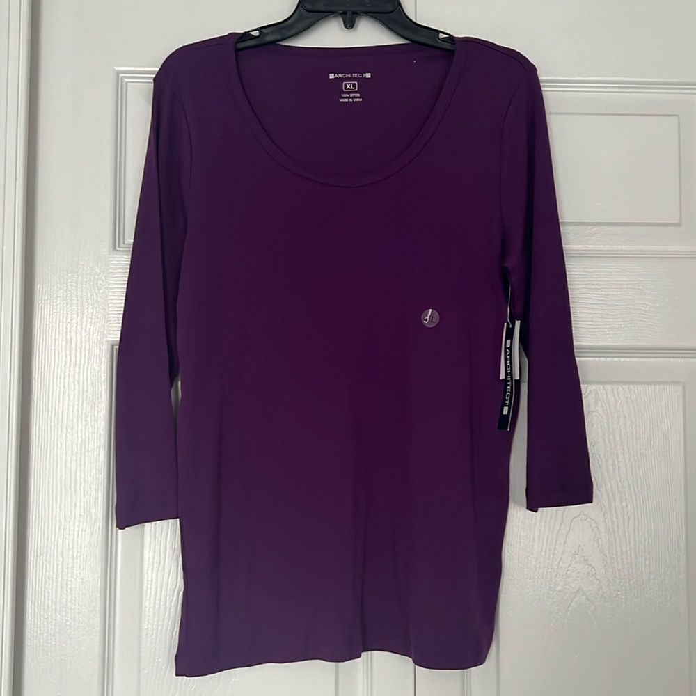 Architect 100% Cotton Purple 3/4 Sleeve T-Shirt XL NWT
